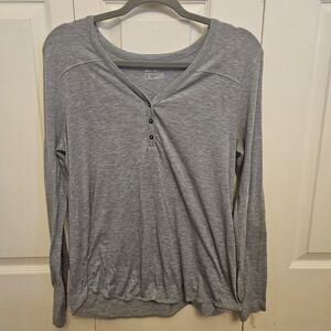 Eddie Bauer Light Gray Long-Sleeve Henley Shirt